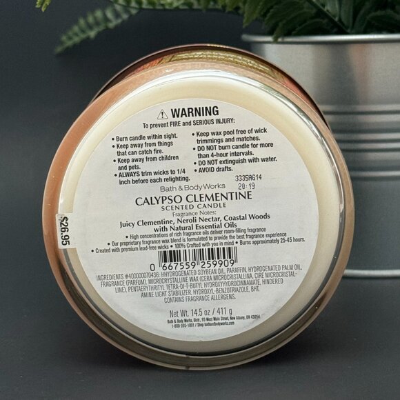BBW Calypso Clementine Bath & Body Works 3 Wick Candle - Picture 9 of 10